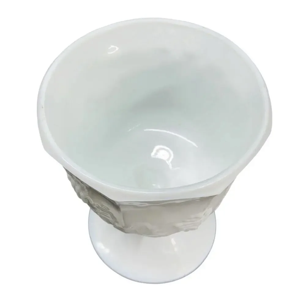 Vintage Indiana Glass Milk Glass Compote Pedestal Bowl Colony Harvest Grape